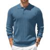 COOFANDY Mens Knit Polo Sweater Long Sleeve Polos Lightweight Casual Dress Pullover Sweaters(Blue)