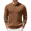COOFANDY Mens Knit Polo Sweater Long Sleeve Polos Lightweight Casual Dress Pullover Sweaters(Brown)