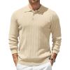 COOFANDY Mens Knit Polo Sweater Long Sleeve Polos Lightweight Casual Dress Pullover Sweaters(Champagne)