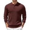 COOFANDY Mens Knit Polo Sweater Long Sleeve Polos Lightweight Casual Dress Pullover Sweaters(Coffee)