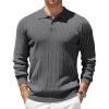 COOFANDY Mens Knit Polo Sweater Long Sleeve Polos Lightweight Casual Dress Pullover Sweaters(Grey)