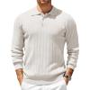 COOFANDY Mens Knit Polo Sweater Long Sleeve Polos Lightweight Casual Dress Pullover Sweaters(White)