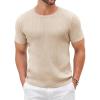 COOFANDY Men’s Knit T Shirt Short Sleeve Crewneck Casual Vintage T-Shirts Summer Twist Knitted Pullover Tee(Beige)