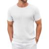 COOFANDY Men’s Knit T Shirt Short Sleeve Crewneck Casual Vintage T-Shirts Summer Twist Knitted Pullover Tee(White)