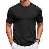 COOFANDY Mens Knit T-Shirts Casual Crewneck Short Sleeve Shirts Summer Tops Basic Pullover Tees(All Black)