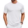 COOFANDY Mens Knit T-Shirts Casual Crewneck Short Sleeve Shirts Summer Tops Basic Pullover Tees(All White)