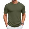 COOFANDY Mens Knit T-Shirts Casual Crewneck Short Sleeve Shirts Summer Tops Basic Pullover Tees(Army Green)