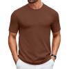 COOFANDY Mens Knit T-Shirts Casual Crewneck Short Sleeve Shirts Summer Tops Basic Pullover Tees(Brown)