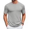 COOFANDY Mens Knit T-Shirts Casual Crewneck Short Sleeve Shirts Summer Tops Basic Pullover Tees(Grey)