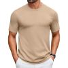 COOFANDY Mens Knit T-Shirts Casual Crewneck Short Sleeve Shirts Summer Tops Basic Pullover Tees(Khaki)