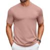 COOFANDY Mens Knit T-Shirts Casual Crewneck Short Sleeve Shirts Summer Tops Basic Pullover Tees(Light Pink)