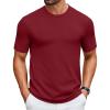 COOFANDY Mens Knit T-Shirts Casual Crewneck Short Sleeve Shirts Summer Tops Basic Pullover Tees(Wine Red)
