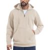 COOFANDY Mens Knitted Hoodie Sweater Long Sleeve Turtleneck Quarter Zip Pullover Sweaters with Pocket(Beige)