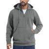 COOFANDY Mens Knitted Hoodie Sweater Long Sleeve Turtleneck Quarter Zip Pullover Sweaters with Pocket(Dark Gray)