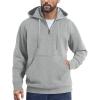 COOFANDY Mens Knitted Hoodie Sweater Long Sleeve Turtleneck Quarter Zip Pullover Sweaters with Pocket(Light Gray)