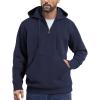 COOFANDY Mens Knitted Hoodie Sweater Long Sleeve Turtleneck Quarter Zip Pullover Sweaters with Pocket(Navy Blue)