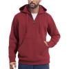 COOFANDY Mens Knitted Hoodie Sweater Long Sleeve Turtleneck Quarter Zip Pullover Sweaters with Pocket(Wine Red)