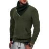 COOFANDY Men’s Knitted Turtleneck Pullover Shawl Collar Sweaters Slim Fit High Neck Hoodies with Pockets(Army Green)