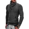COOFANDY Men’s Knitted Turtleneck Pullover Shawl Collar Sweaters Slim Fit High Neck Hoodies with Pockets(Black)