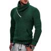 COOFANDY Men’s Knitted Turtleneck Pullover Shawl Collar Sweaters Slim Fit High Neck Hoodies with Pockets(Blackish Green)