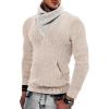COOFANDY Men’s Knitted Turtleneck Pullover Shawl Collar Sweaters Slim Fit High Neck Hoodies with Pockets(Camel)