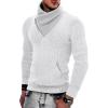 COOFANDY Men’s Knitted Turtleneck Pullover Shawl Collar Sweaters Slim Fit High Neck Hoodies with Pockets(White)