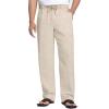 COOFANDY Mens Linen Casual Pants Elastic Waist Drawstring Trousers Yoga Beach Summer Pants(Khaki)