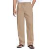 COOFANDY Mens Linen Casual Pants Elastic Waist Drawstring Trousers Yoga Beach Summer Pants(Light Brown)