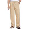 COOFANDY Mens Linen Casual Pants Elastic Waist Drawstring Trousers Yoga Beach Summer Pants(Light Coffe)