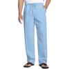 COOFANDY Mens Linen Casual Pants Elastic Waist Drawstring Trousers Yoga Beach Summer Pants(Sky Blue)