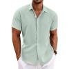 COOFANDY Men’s Linen Shirts Short Sleeve Casual Shirts Button Down Shirt for Men Beach Summer Wedding Shirt