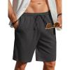 COOFANDY Men’s Linen Shorts Casual Beach Shorts 9 inch Inseam Elastic Waist Drawstring Summer Shorts(Dark Gray)