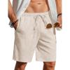 COOFANDY Men’s Linen Shorts Casual Beach Shorts 9 inch Inseam Elastic Waist Drawstring Summer Shorts(Light Khaki)