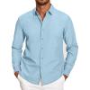 COOFANDY Men’s Long Sleeve Button Down Shirts Casual Untucked Dress Shirt Beach Wedding Shirts(Clear Blue)