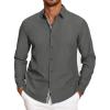COOFANDY Men’s Long Sleeve Button Down Shirts Casual Untucked Dress Shirt Beach Wedding Shirts(Dark Grey)