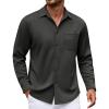 COOFANDY Mens Long Sleeve Casual Button Down Shirt Wrinkle Free Untucked Dress Shirts(Dark Grey)