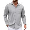 COOFANDY Mens Long Sleeve Casual Button Down Shirt Wrinkle Free Untucked Dress Shirts(Grey)