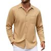 COOFANDY Mens Long Sleeve Casual Button Down Shirt Wrinkle Free Untucked Dress Shirts(Khaki)