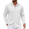 COOFANDY Mens Long Sleeve Casual Button Down Shirt Wrinkle Free Untucked Dress Shirts(White)