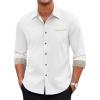 COOFANDY Men’s Long Sleeve Casual Button Down Shirts Untucked Shirts Plaid Collar Vintage Denim Shirt(White)