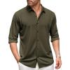 COOFANDY Men’s Long Sleeve Dress Shirt Casual Button Down Shirts Wrinkle Free Untucked Shirt(Army Green)