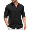 COOFANDY Men’s Long Sleeve Dress Shirt Casual Button Down Shirts Wrinkle Free Untucked Shirt(Black)