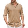 COOFANDY Men’s Long Sleeve Dress Shirt Casual Button Down Shirts Wrinkle Free Untucked Shirt(Camel)