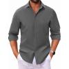 COOFANDY Men’s Long Sleeve Dress Shirt Casual Button Down Shirts Wrinkle Free Untucked Shirt(Dark Gray)