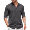 COOFANDY Men’s Long Sleeve Dress Shirt Casual Button Down Shirts Wrinkle Free Untucked Shirt(Dark Grey)