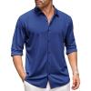 COOFANDY Men’s Long Sleeve Dress Shirt Casual Button Down Shirts Wrinkle Free Untucked Shirt(Deep Blue)
