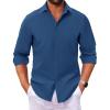 COOFANDY Men’s Long Sleeve Dress Shirt Casual Button Down Shirts Wrinkle Free Untucked Shirt(Demin Blue)