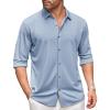 COOFANDY Men’s Long Sleeve Dress Shirt Casual Button Down Shirts Wrinkle Free Untucked Shirt(Light Blue)