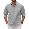 COOFANDY Men’s Long Sleeve Dress Shirt Casual Button Down Shirts Wrinkle Free Untucked Shirt(Light Gray)