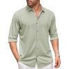COOFANDY Men’s Long Sleeve Dress Shirt Casual Button Down Shirts Wrinkle Free Untucked Shirt(Light Green)